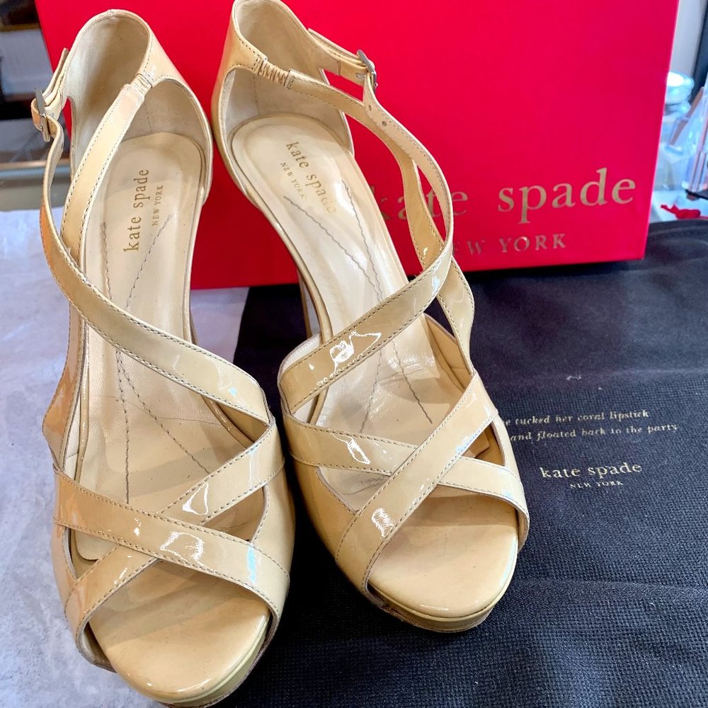 Kate Spade Lara Tan Biscuit Heels with Dust Bag and Box